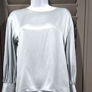 Elegant Silvery Blue Silk  Women's Blouse by Club Monaco